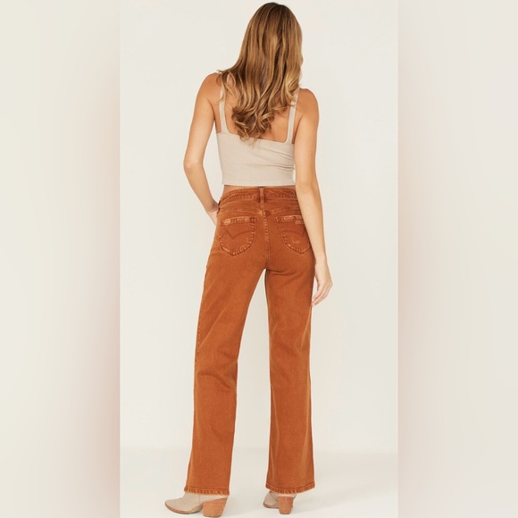 Cleo + Wolf Women's High Rise Distressed Loose Wide Jeans, Size 27W X 32L - Picture 3 of 4